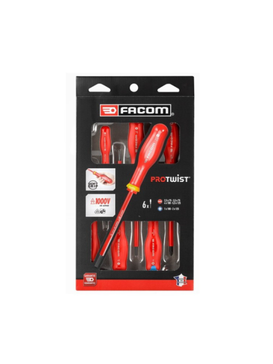 Jeu de tournevis isolés 1000 volts - FACOM ATDVE.J6PB