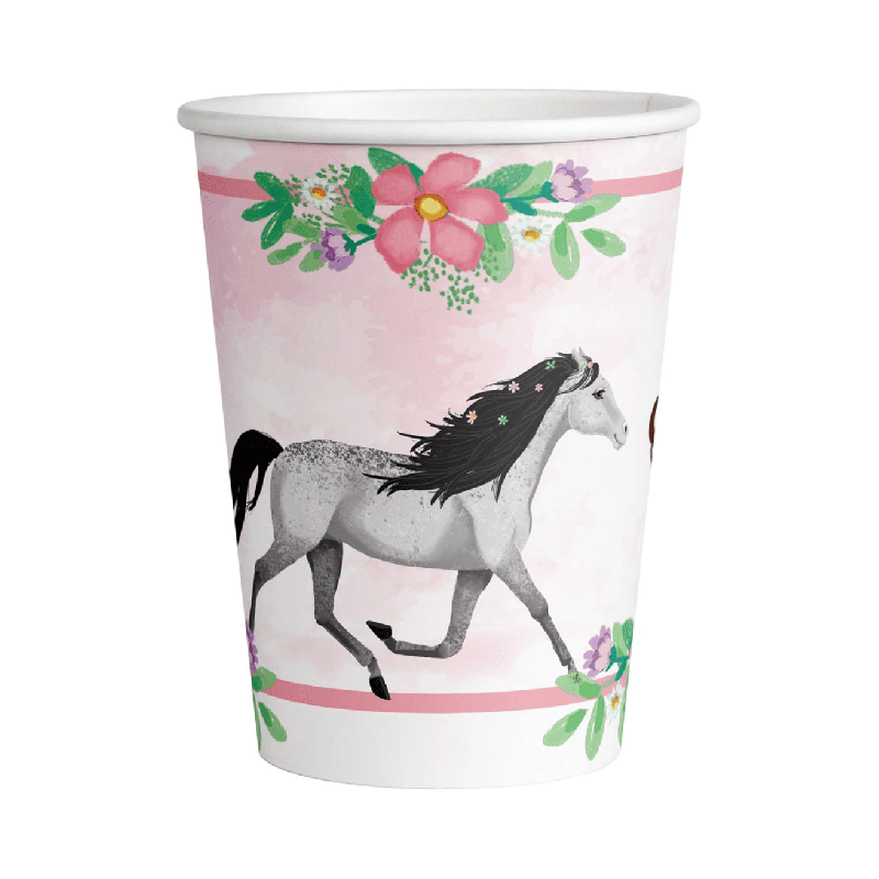 Gobelets carton cheval rose x8 9909875-66