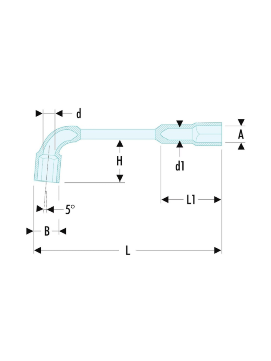 Clé à pipe débouchées 6x6 pans en pouce- FACOM 75.7/16