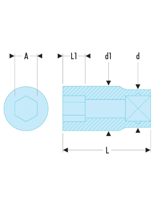 Douille 1/2" 6 Pans Métrique 30 mm Facom S.30H : serrage puissant