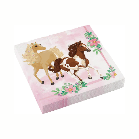 Serviettes en papier cheval rose x20 990876