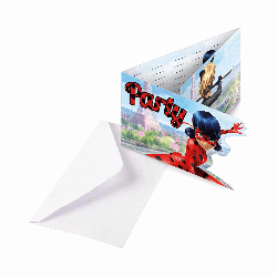 Invitations papier Miraculous x8 9902880