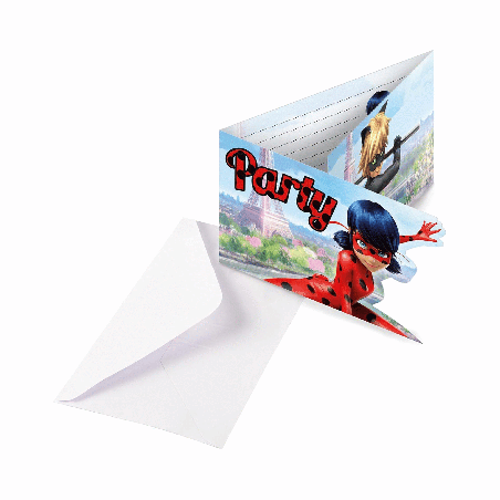 Invitations papier Miraculous x8 9902880