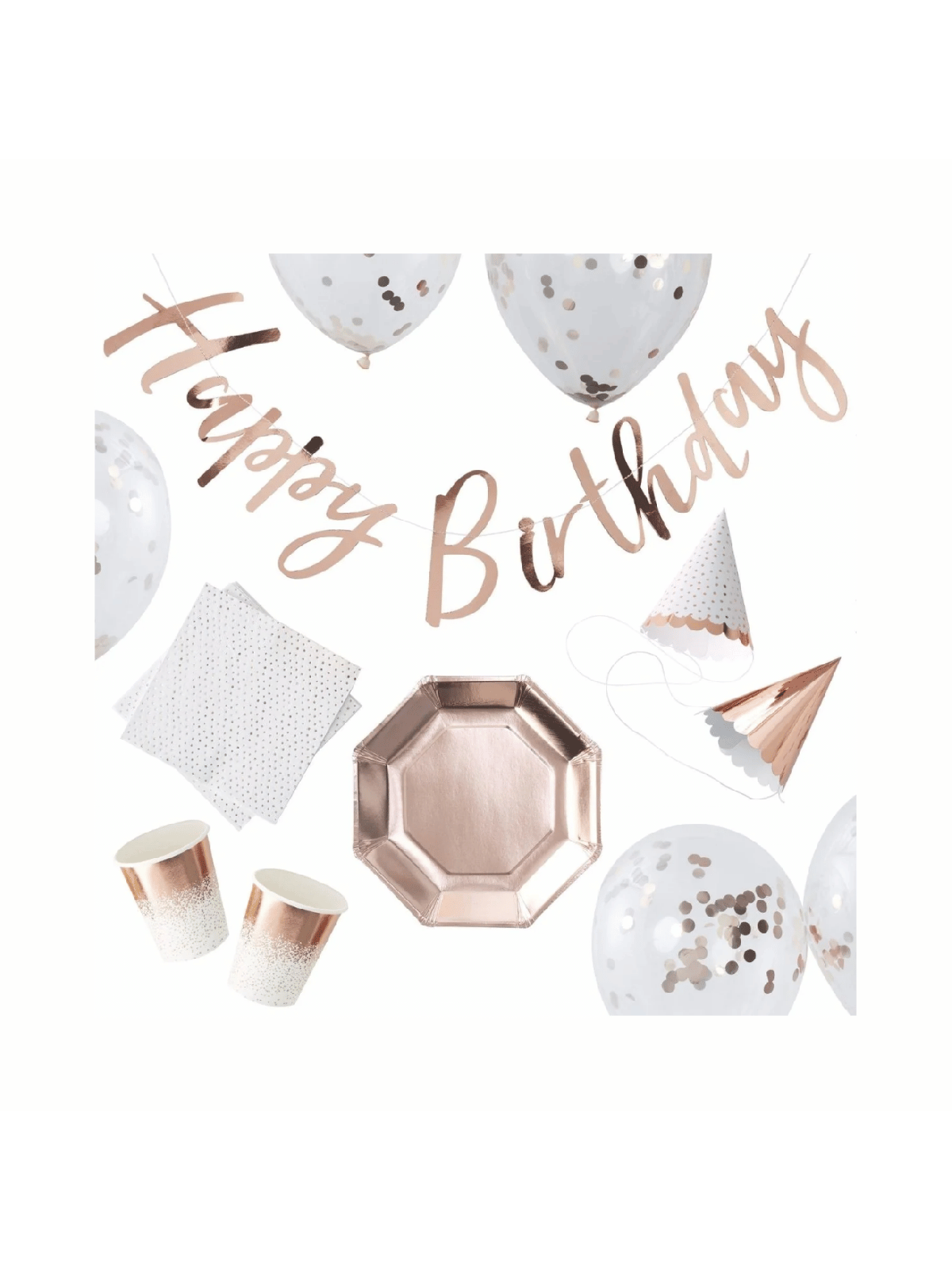 Ensemble fête or rose Hourra 70 pièces PMBO802