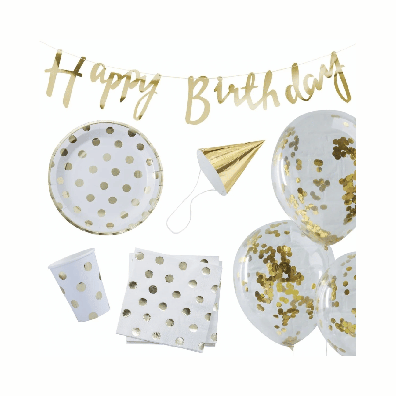 Set décoration anniversaire or 6 pièces