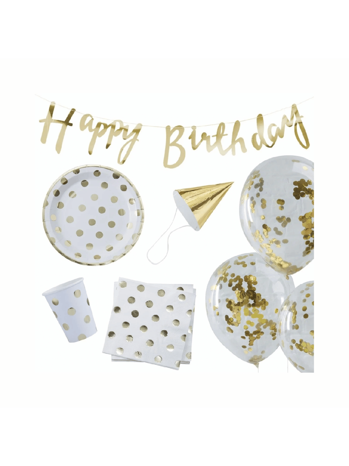 Set décoration anniversaire or 6 pièces