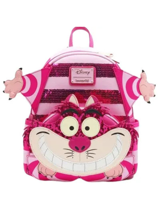 Sac à dos Cheshire cat sequins Alice au pays des merveilles LOUNGEFLY en stock