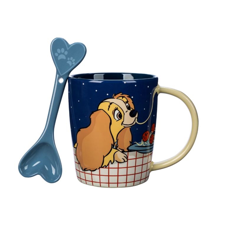 Mug avec cuillère 70ème anniversaire La belle & le clochard Disney