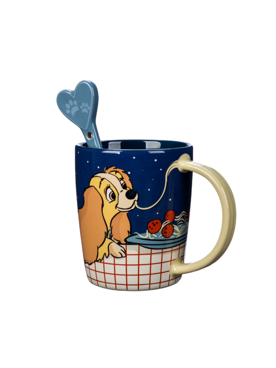 Mug avec cuillère 70ème anniversaire La belle & le clochard Disney