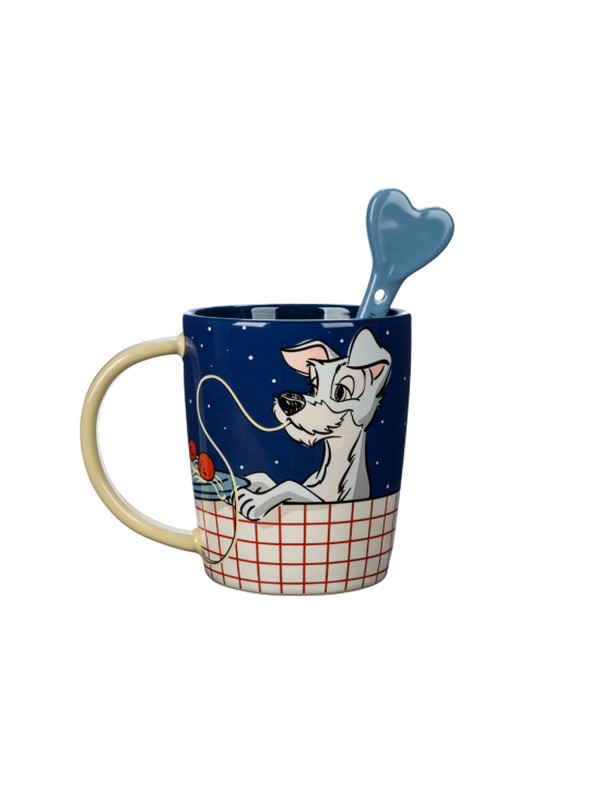 Mug avec cuillère 70ème anniversaire La belle & le clochard Disney