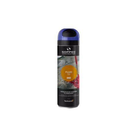 Traceur de Chantier Fluo Bleu SOPPEC - Peinture de Marquage Provisoire Haute Luminosité
