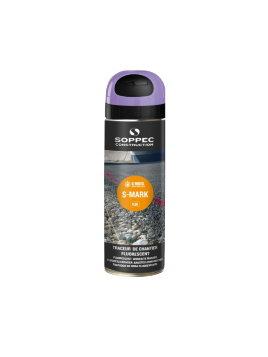 Traceur de chantier fluo violet 650ml Soppec