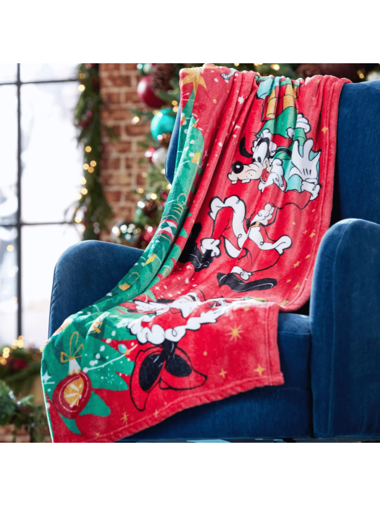 Plaid polaire Mickey et ses amis Noël Disney