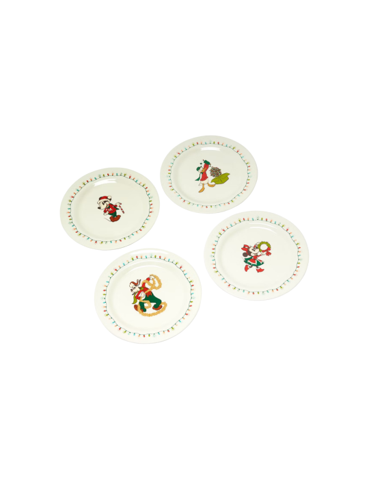 Lot de 4 assiettes de noël vintage Mickey et ses amis Disney