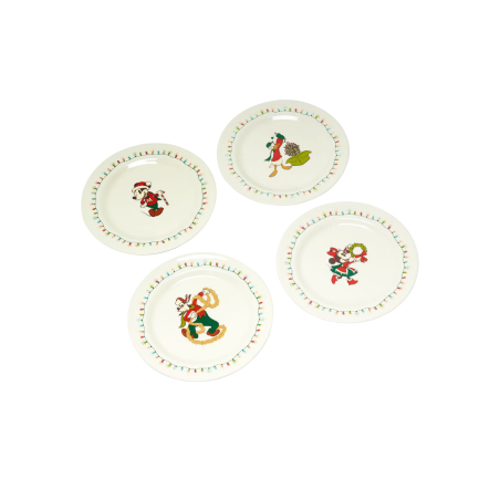Lot de 4 assiettes de noël vintage Mickey et ses amis Disney
