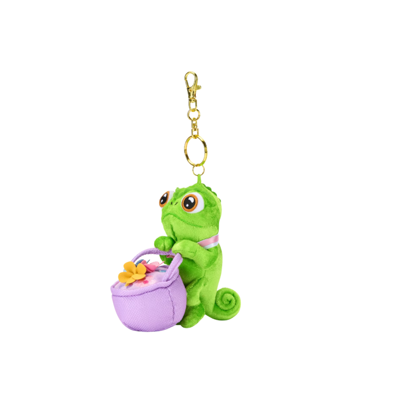 Porte-clés petite peluche Pascal avec bouquet Raiponce Disney