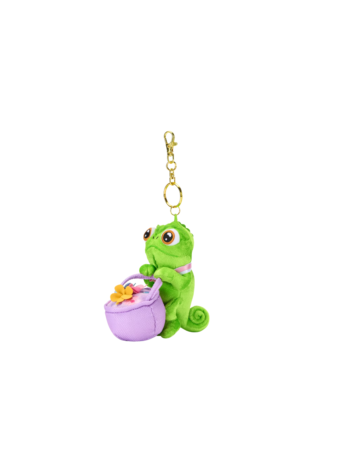 Porte-clés petite peluche Pascal avec bouquet Raiponce Disney