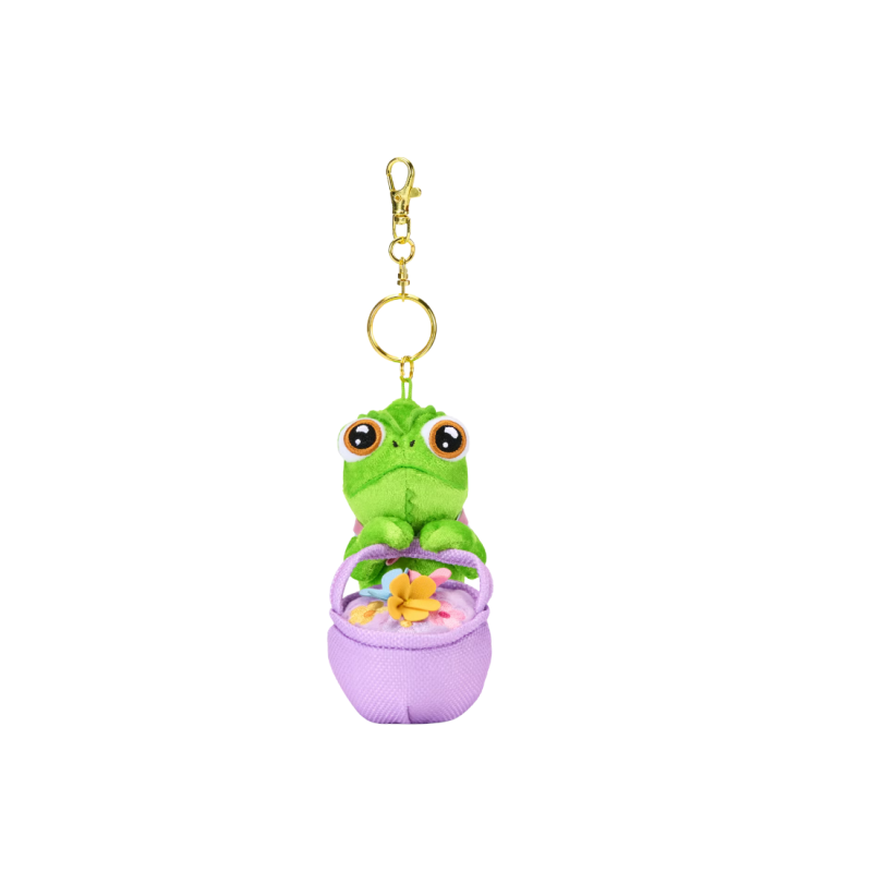 Porte-clés petite peluche Pascal avec bouquet Raiponce Disney