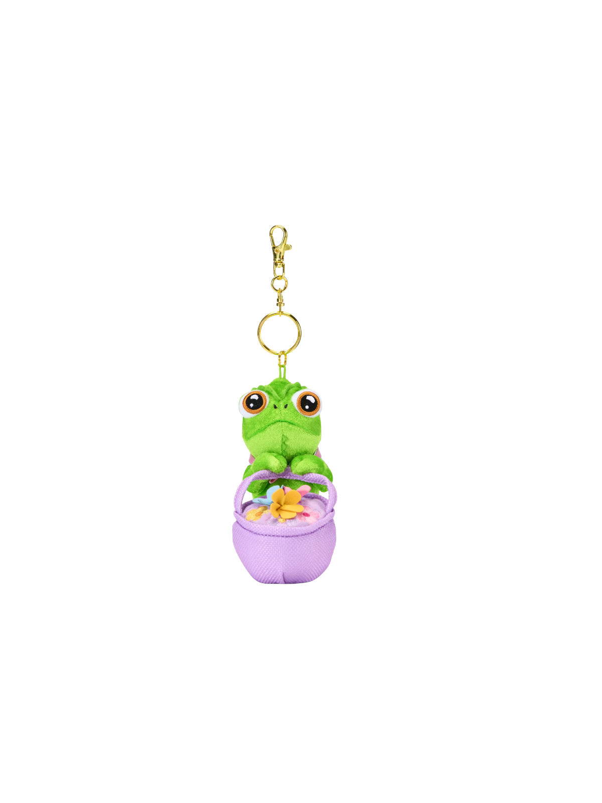 Porte-clés petite peluche Pascal avec bouquet Raiponce Disney