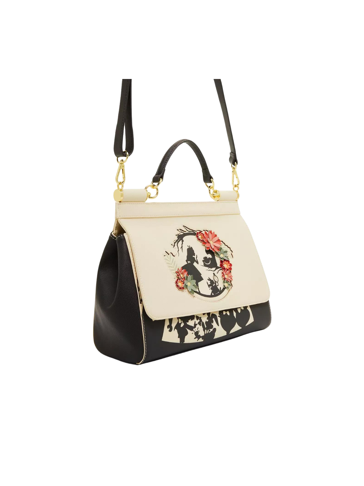 Sac à main Floral Silhouette Portrait Cream Alice au Pays des Merveilles Loungefly