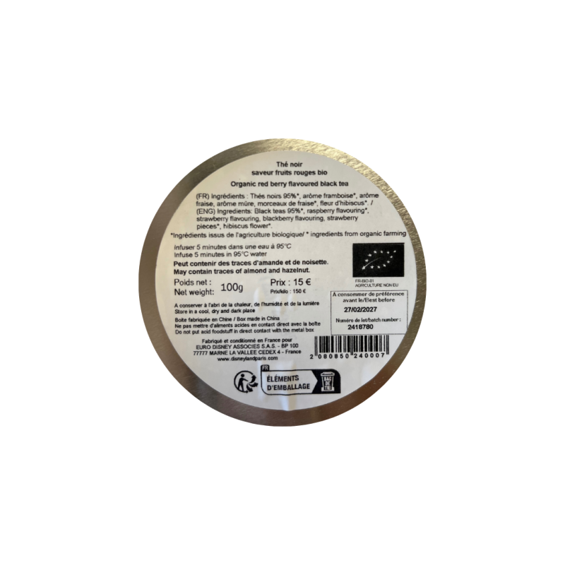 Thé noir saveur fruit rouges Bio Stitch Disneyland Paris