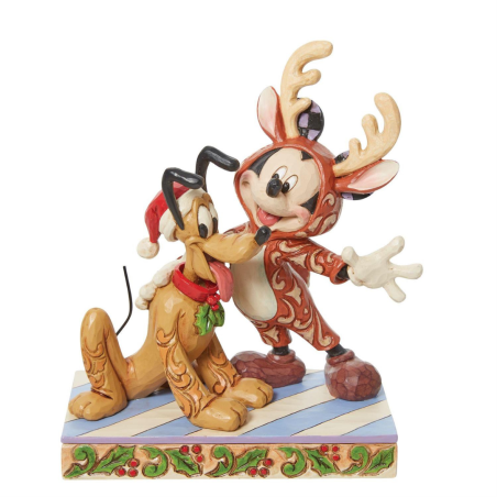 Disney traditions Statue Mickey & Pluto Noël 6013059