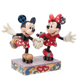 Figurine Mickey et Minnie font du roller Disney traditions 6014315