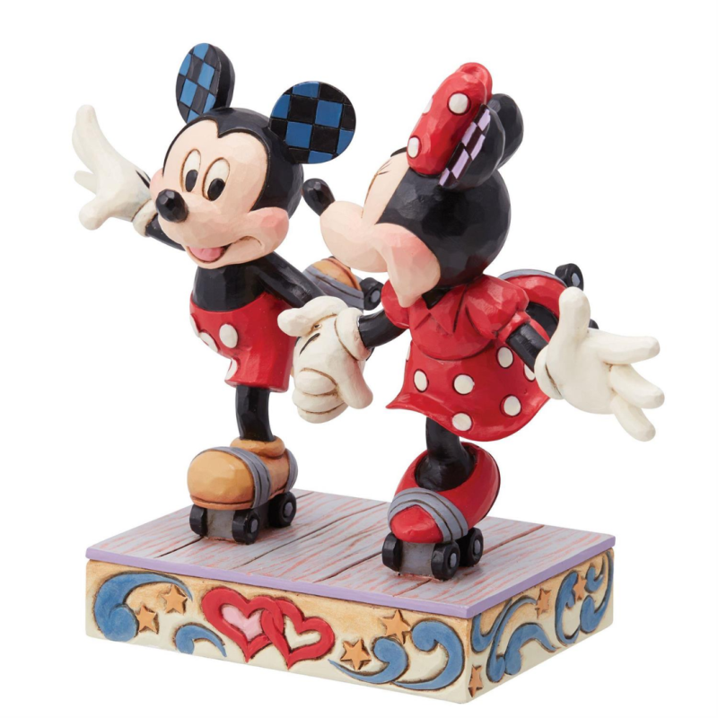 Figurine Mickey et Minnie font du roller Disney traditions 6014315