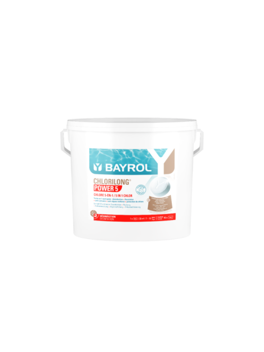 Chlorilong power 5 10kg BAYROL 2199266 galets piscine 5 actions