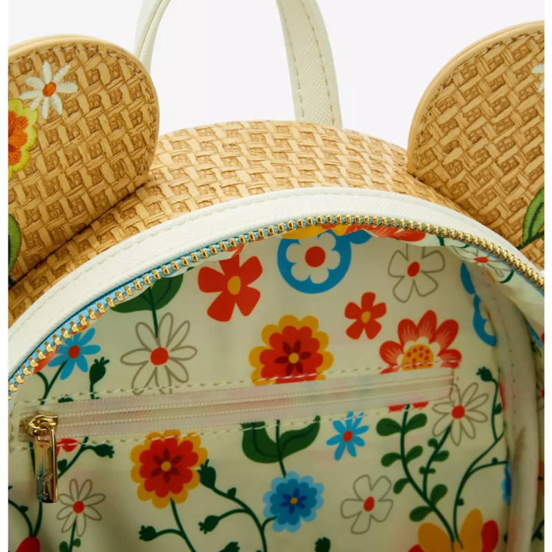 Sac à dos raffia floral ears Minnie Mouse LOUNGEFLY