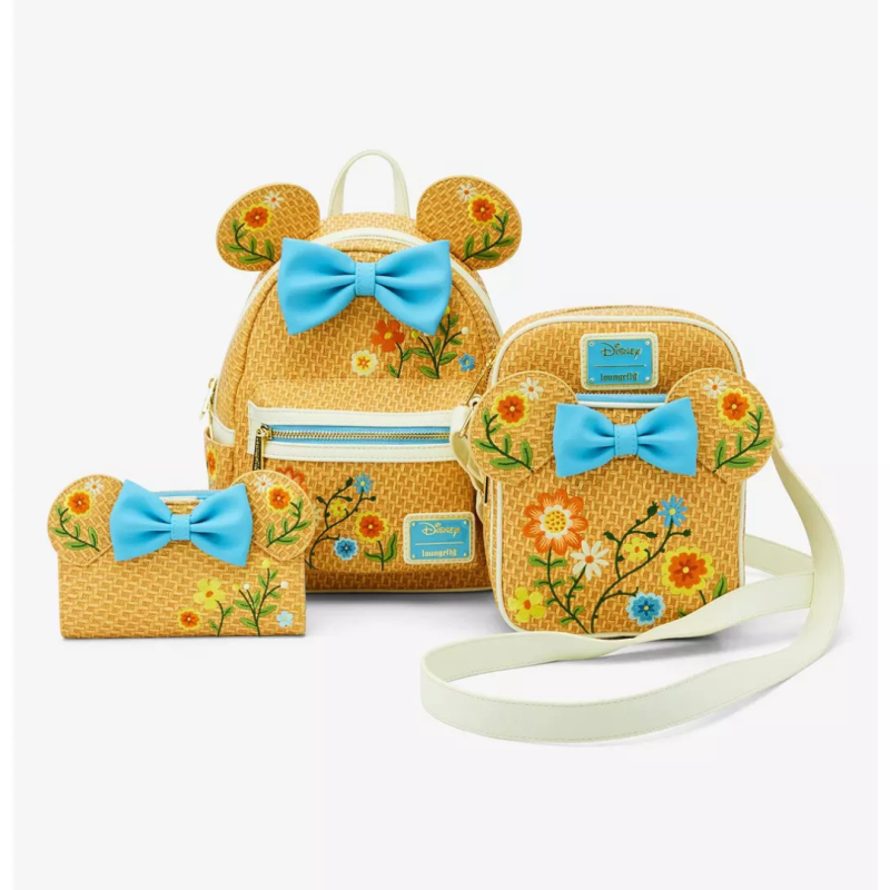 Sac à dos raffia floral ears Minnie Mouse LOUNGEFLY