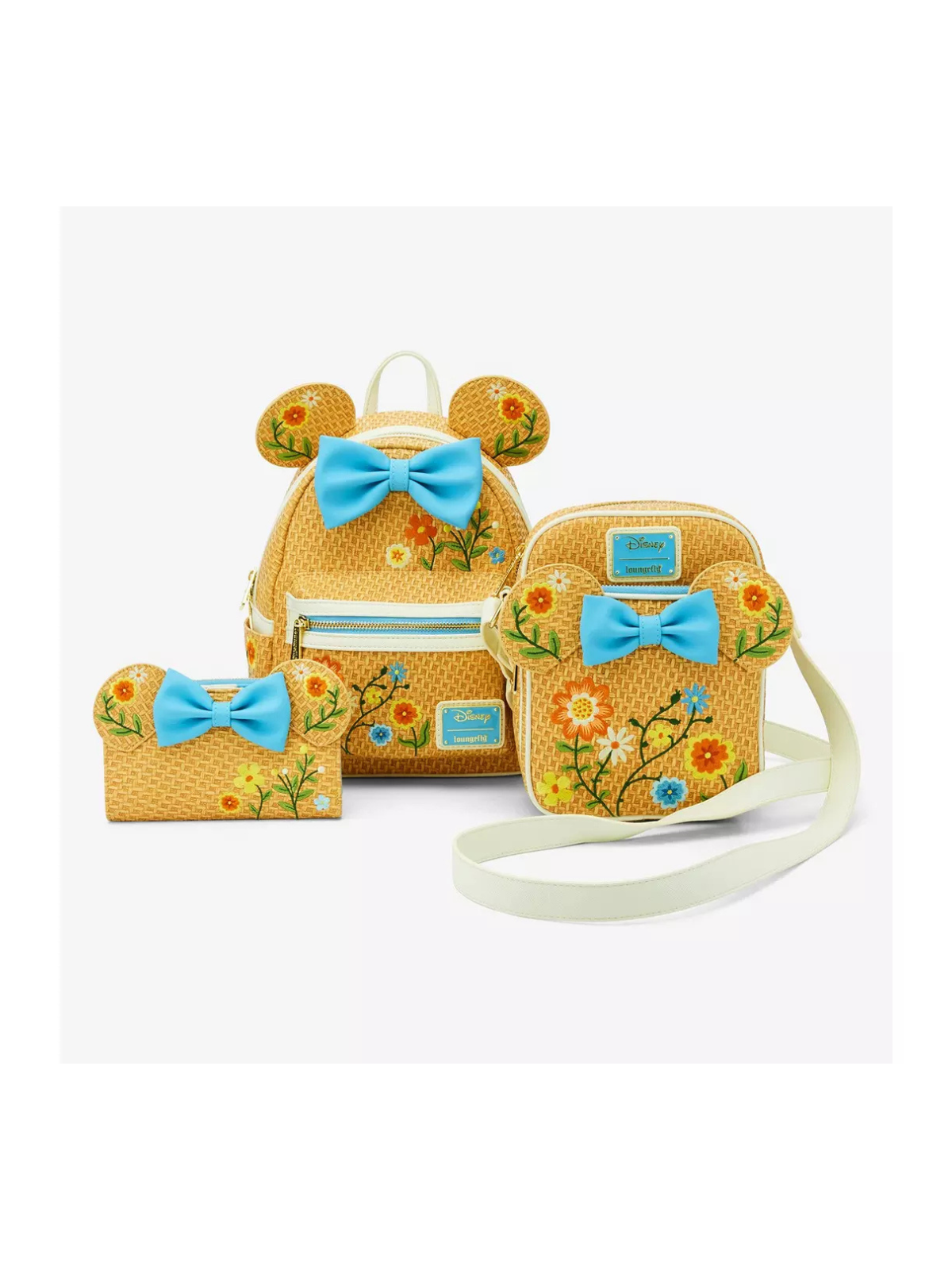 Sac à dos raffia floral ears Minnie Mouse LOUNGEFLY