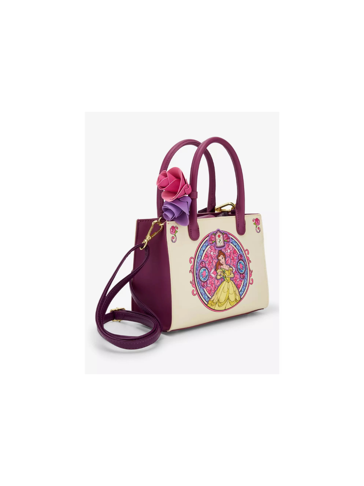 Sac à bandoulière Belle stained glass portrait la belle & la bête LOUNGEFLY