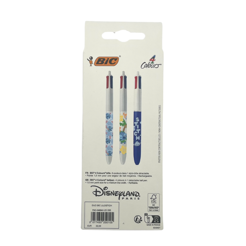 Stylo Bic Stitch lot 3 Disney