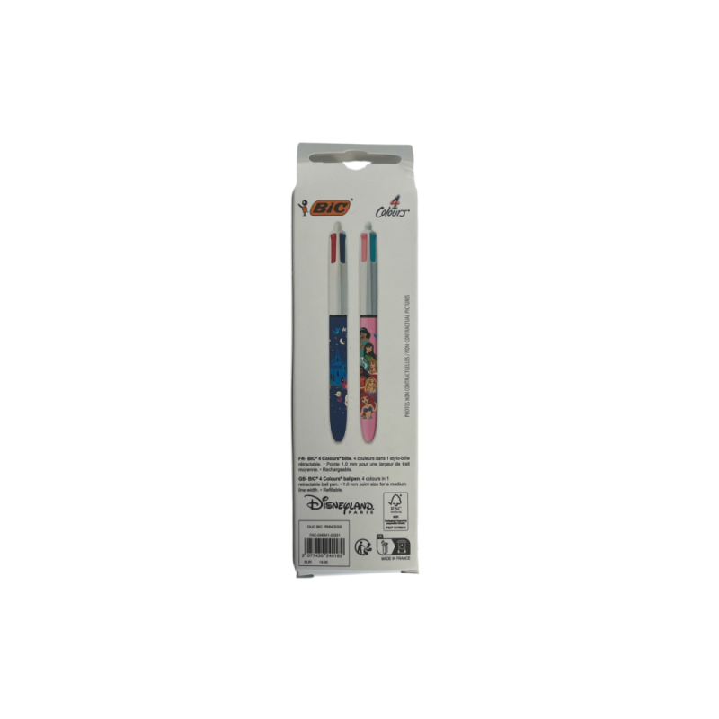 Lot de 2 Stylos quatres couleurs princesses disney