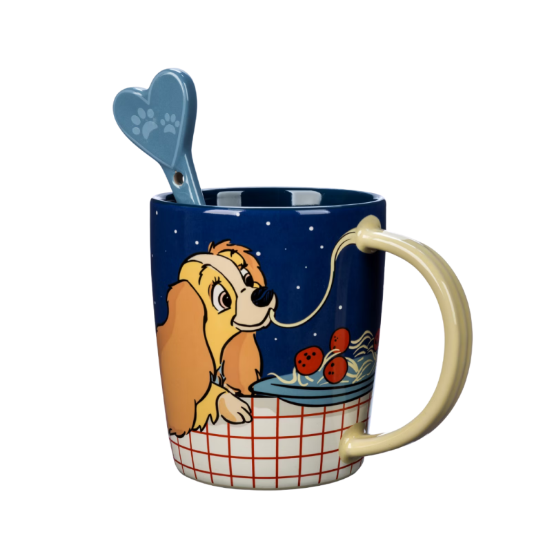 Mug avec cuillère 70ème anniversaire La belle & le clochard Disney