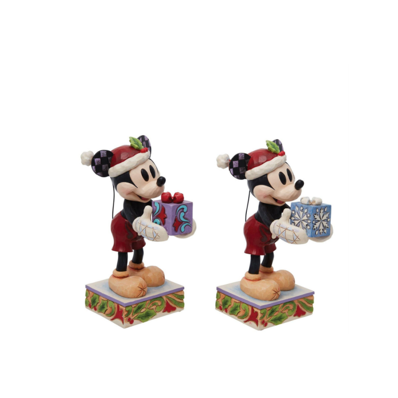 Figurine Mickey de noël avec un cadeau surprise Disney traditions 6013060