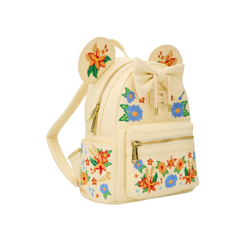 Sac à dos orange floral ears Minnie Mouse Import LOUNGEFLY