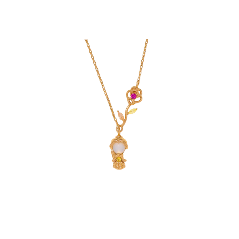 Collier Rose La belle & la bête Disney