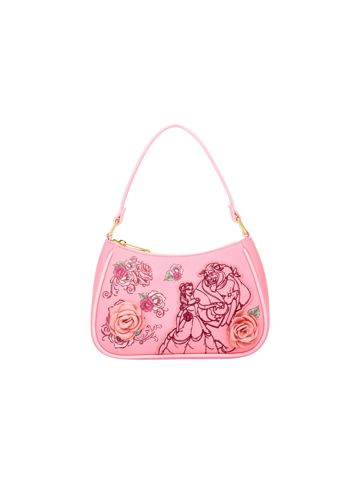 Sac à bandoulière pink roses La belle & la bête LOUNGEFLY