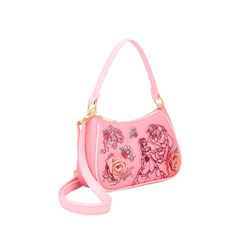 Sac à bandoulière pink roses La belle & la bête LOUNGEFLY