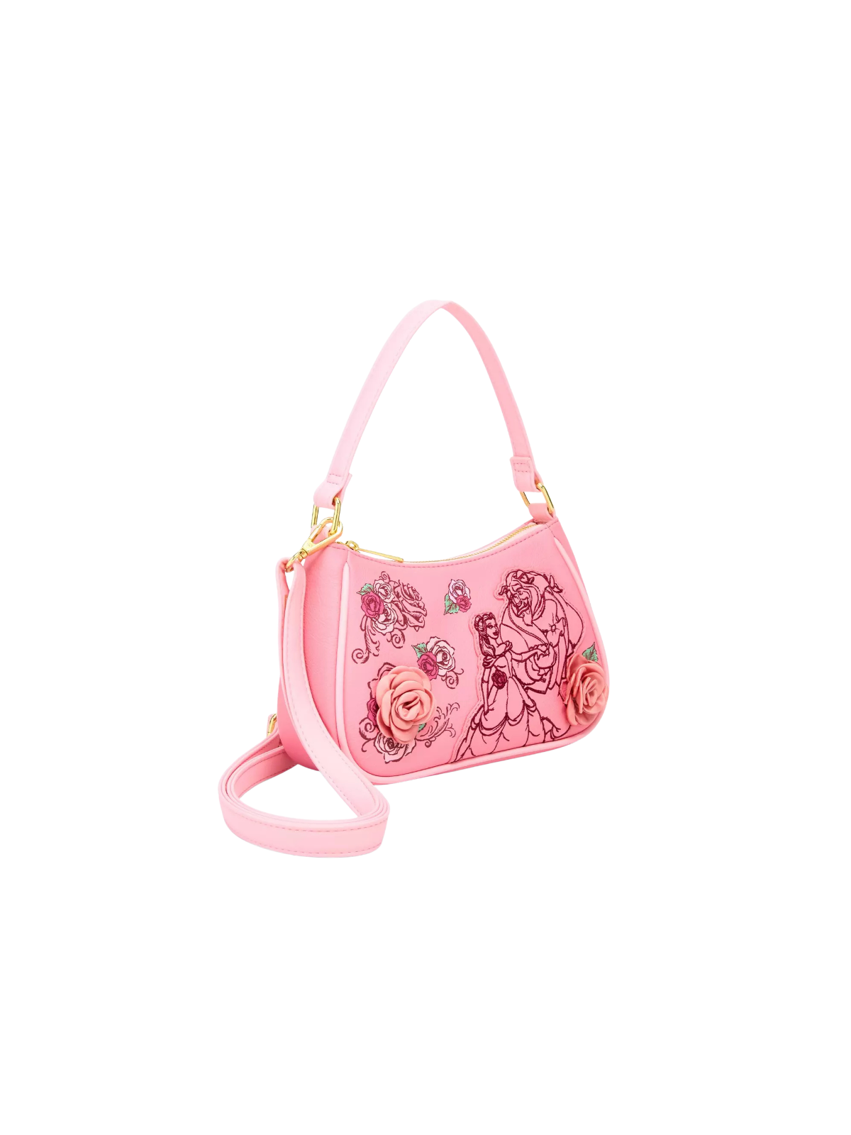 Sac à bandoulière pink roses La belle & la bête LOUNGEFLY