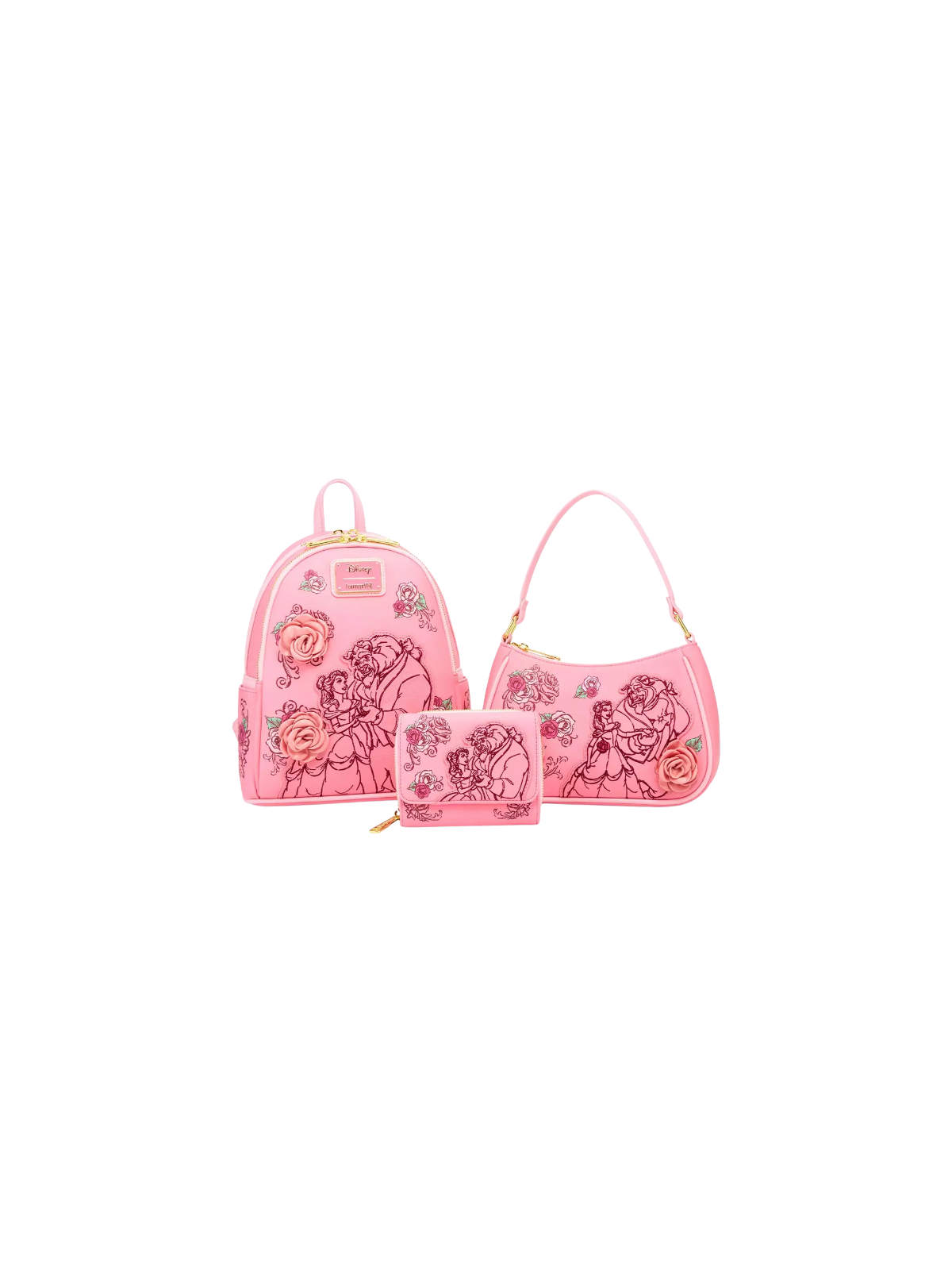 Sac à bandoulière pink roses La belle & la bête LOUNGEFLY