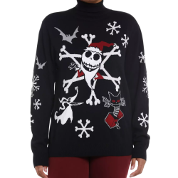 Pull col roulé en maille Jack Flocon de Neige  L'Étrange Noël de Monsieur Jack