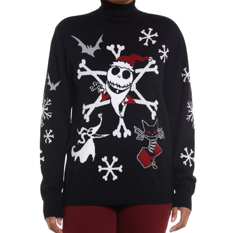 Pull col roulé en maille Jack Flocon de Neige  L'Étrange Noël de Monsieur Jack