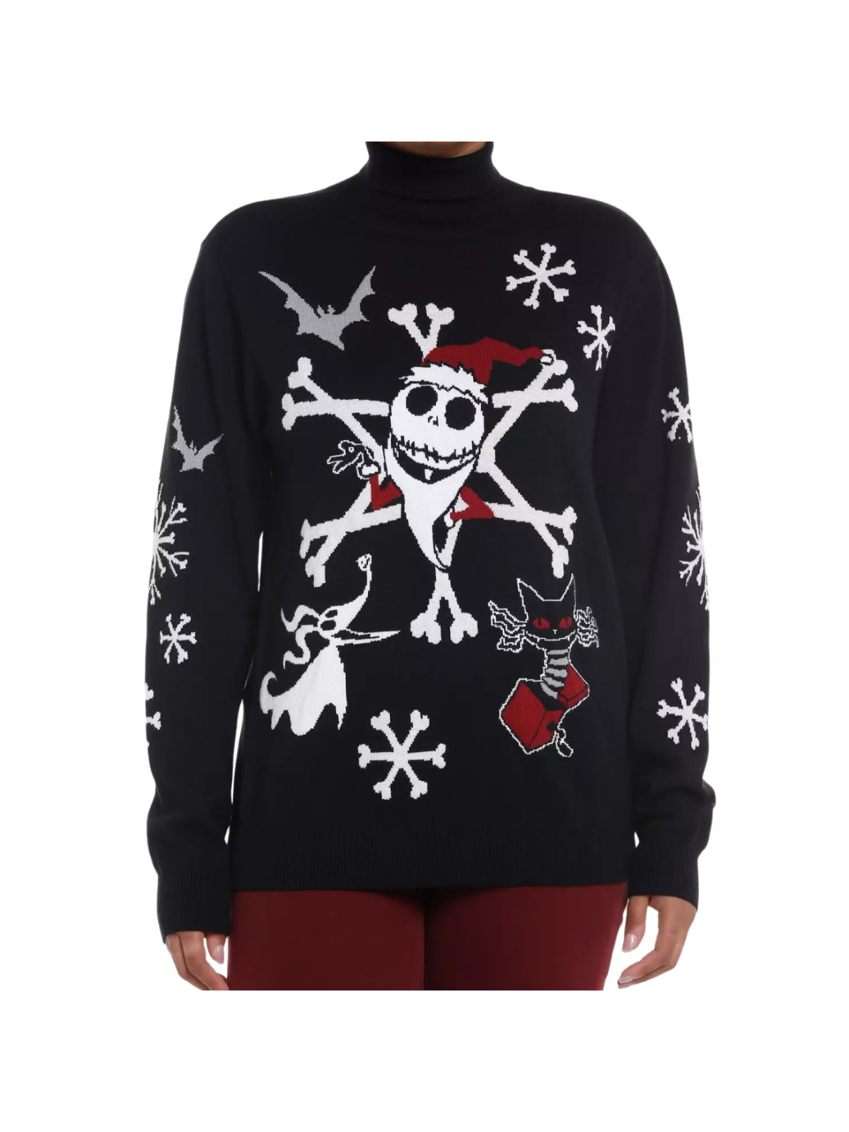 Pull col roulé en maille Jack Flocon de Neige  L'Étrange Noël de Monsieur Jack
