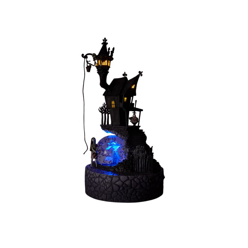 Figurine boule à neige lumineuse à paillettes L'Étrange Noël de monsieur Jack