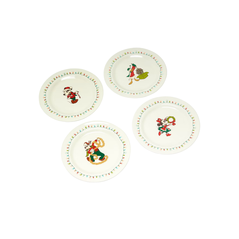 Lot de 4 assiettes de noël vintage Mickey et ses amis Disney