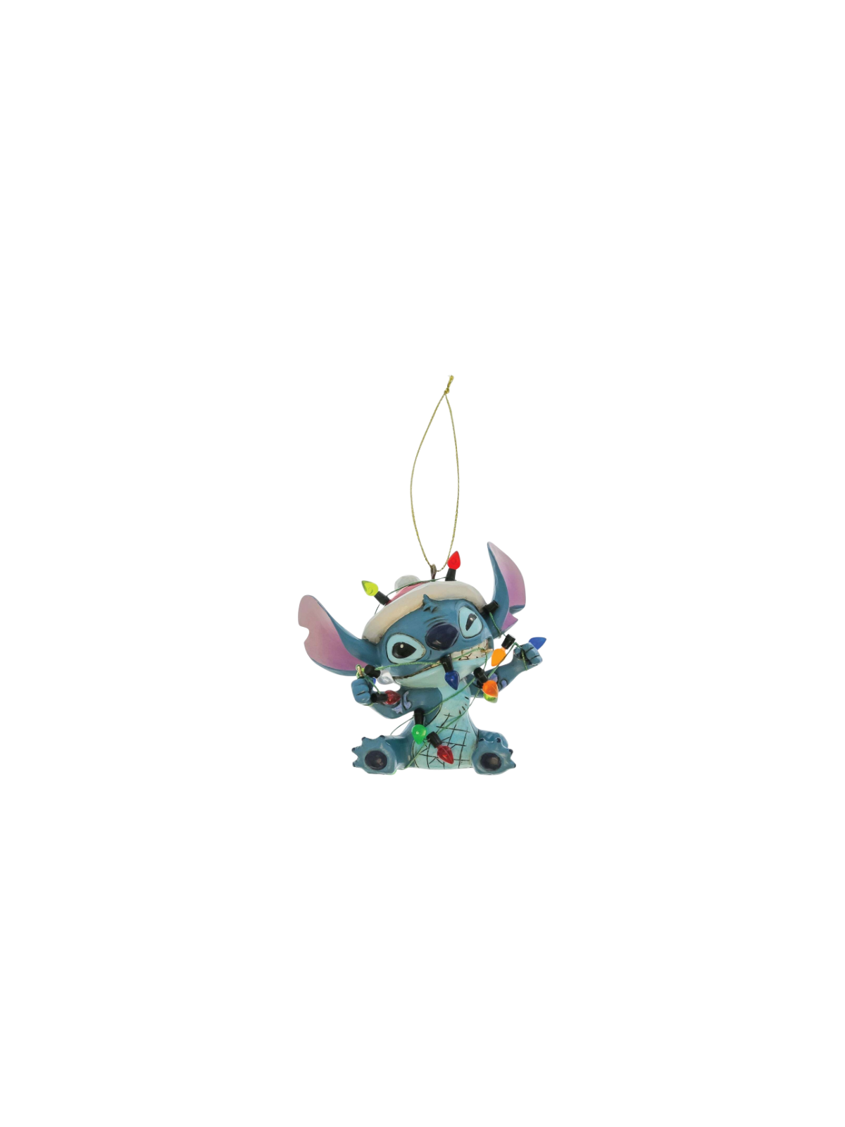 Figurine Ornement Stitch enveloppé de guirlandes lumineuses de noël Disney traditions 6017542