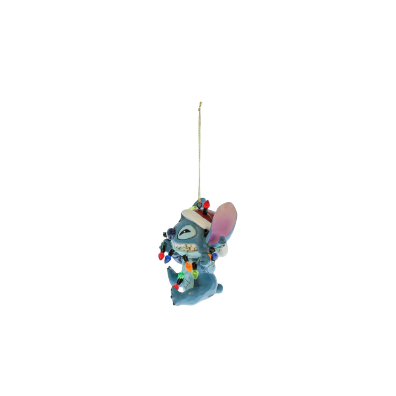 Figurine Ornement Stitch enveloppé de guirlandes lumineuses de noël Disney traditions 6017542